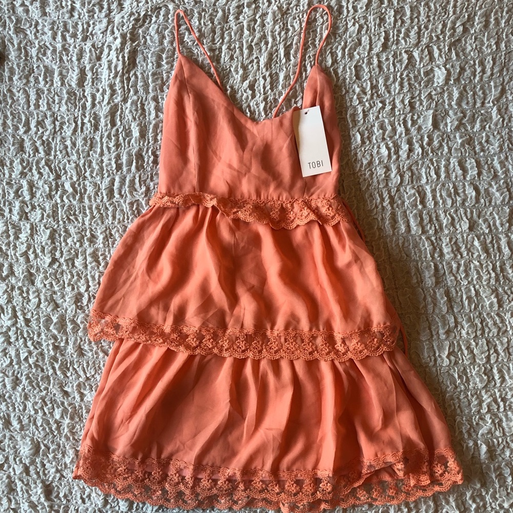 NWT tobi peach ruffle sundress